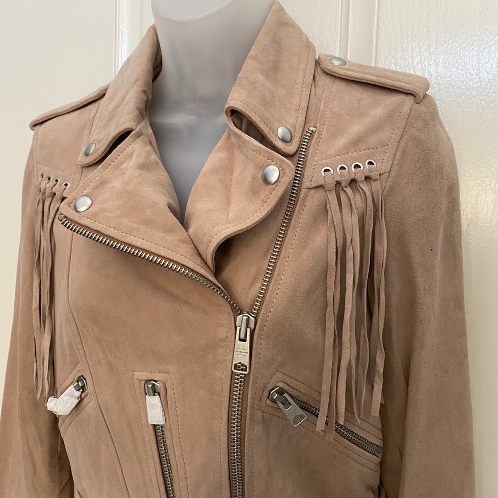 🥳HOST PIC🎉-NEW wTag-ALLSAINTS Pink Tassel Leather Jacket 4 - Picture 3 of 5